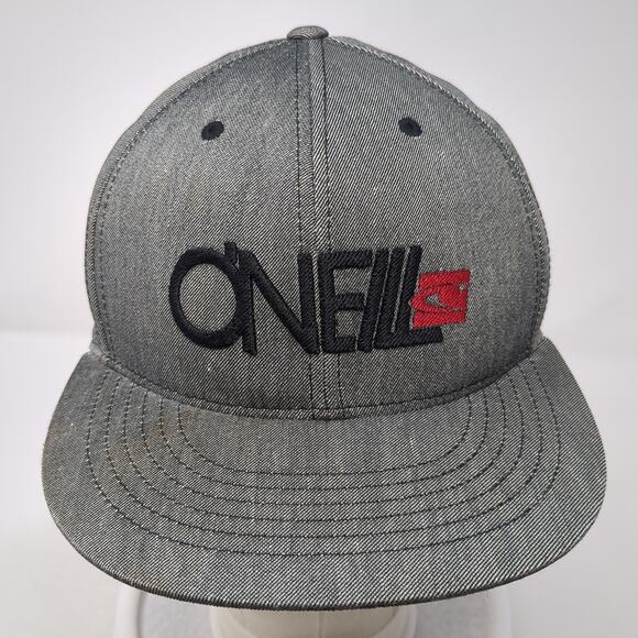 O'Neill Fitted Baseball Cap Gray 7 1/4 Embroidered Vented Holes 210 Fitted - Picture 2 of 11